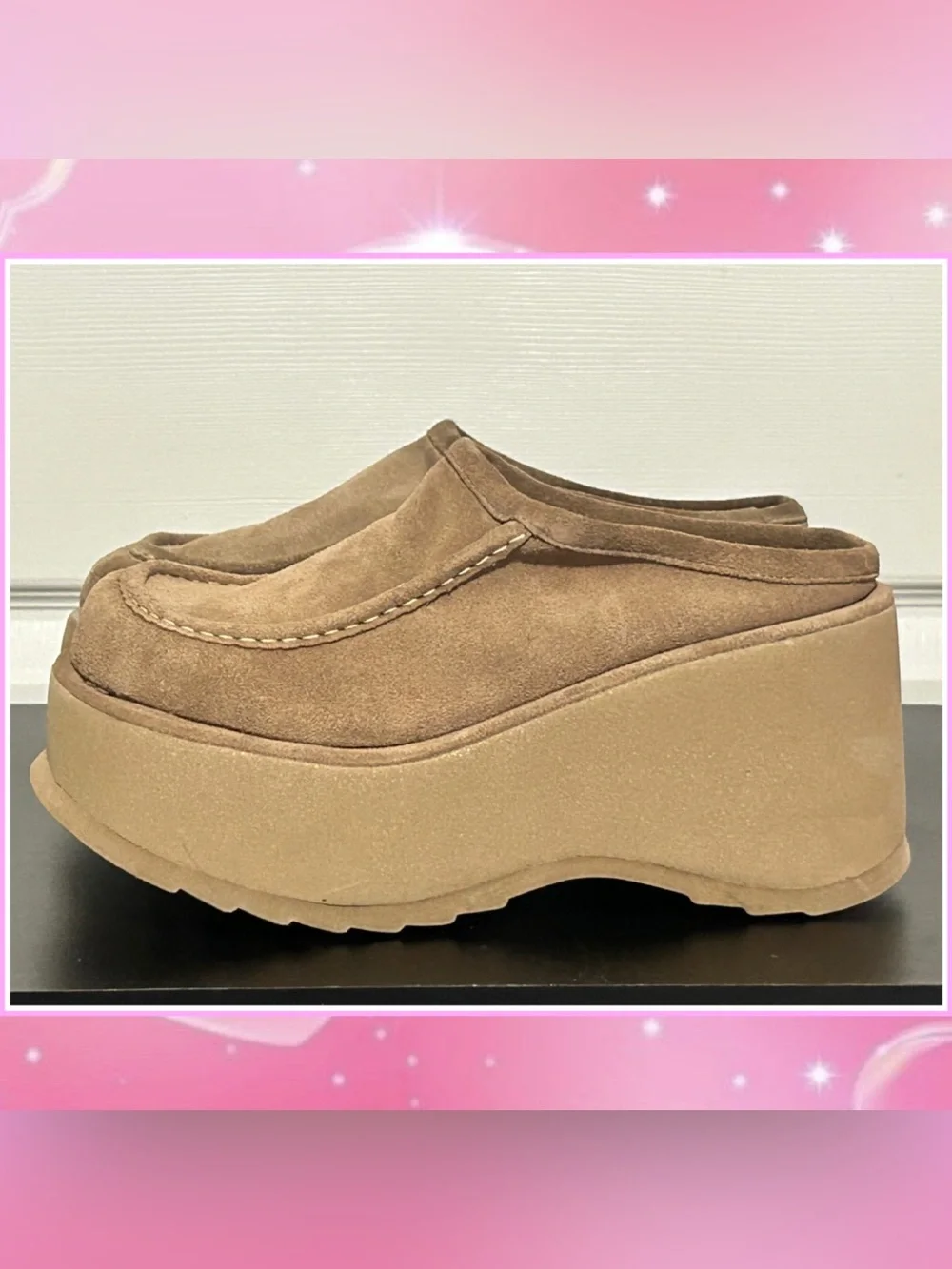 Vintage 90s Chunky Platform Suede Clogs - Picture 1 of 4